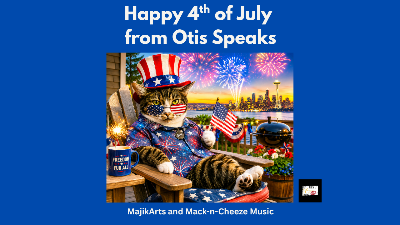 OtisSpeaks celebrates Independence Day with its first Fourth of July image, introducing Otis, the animated voice of Furlosophy created by Bryan DeHart in collaboration with MajikArts.